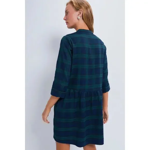 NEW Tuckernuck Women's XXXL Blackwatch Royal Blue Green Shirt Dress Holiday - Picture 2 of 11